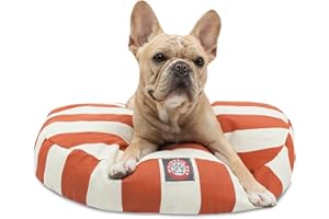Majestic Pet Indoor Outdoor Vertical Stripe Round Pet Dog Bed With Removable Washable Cover, Burnt Orange, Small