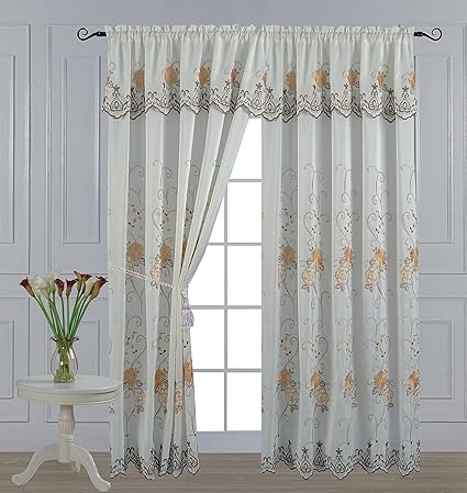 Window Treatments Hardware Luxury Embroidered Sheer Curtain With