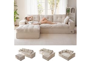 104" L Shaped Modular Sectional Sofa with Ottoman, Cloud Boneless Couch with Layered Cushion, Upholstered Sofa in a Box, Flex