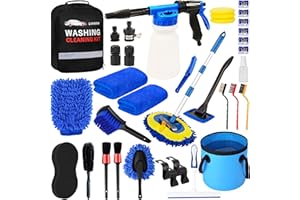 LIANXIN 37Pcs Car Wash Detailing Kit Foam Gun Sprayer Long Handle Foldable Car Wash Brush Bucket Towels Tire Brush Wash Mitt Sponge Duster Brush Car Wash Kit is Complete Car Care Tools