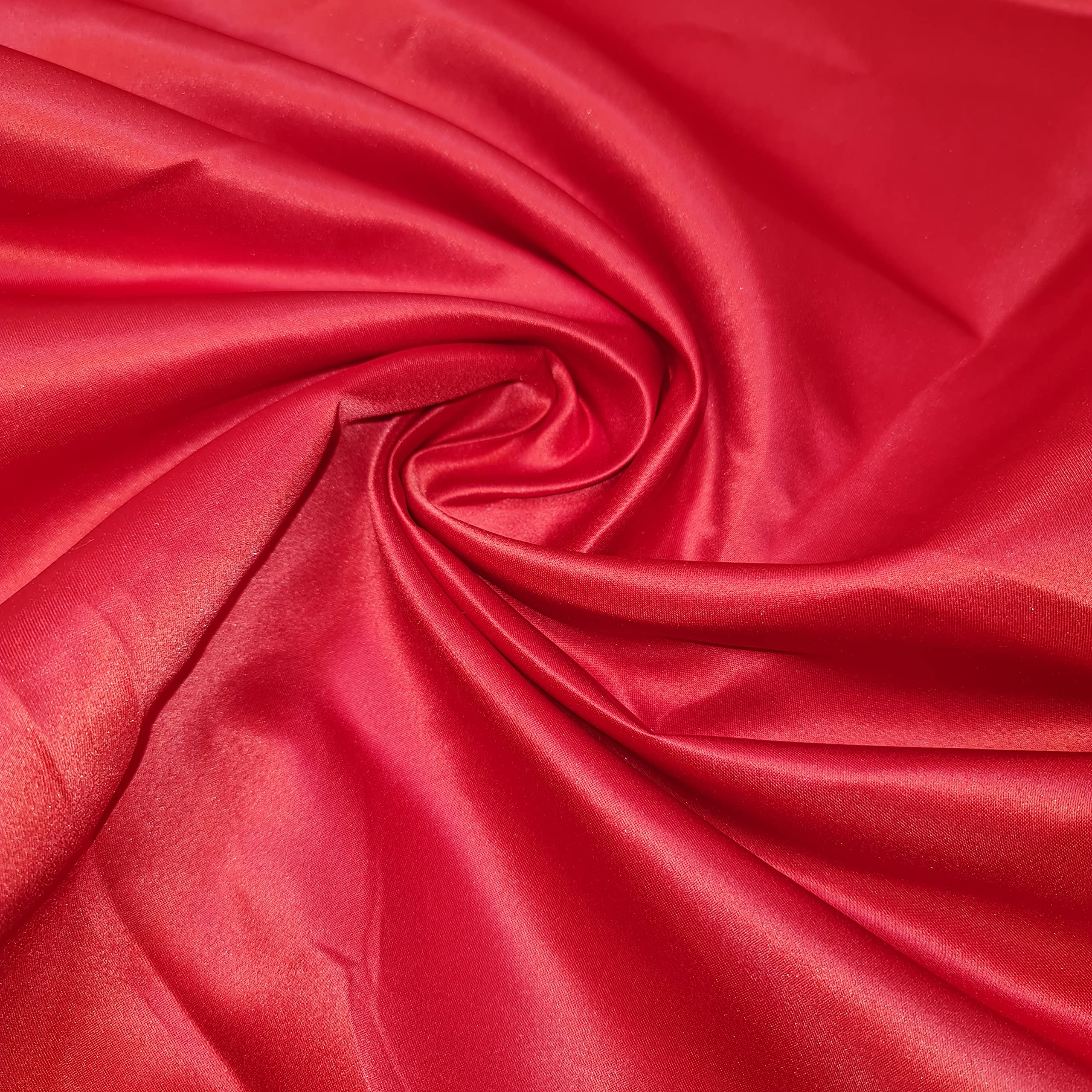 Premium Dull Duchess Bridal Satin Fabric Bridal Dress Prom Material Crepe Back (Red, 1 Meter)