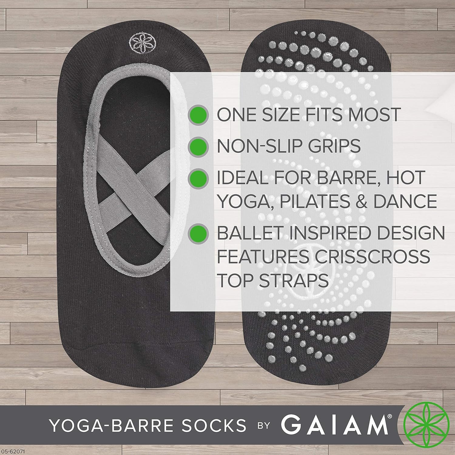 Gaiam Grippy Barre Socks for Extra Grip in Standard or Hot Yoga, Barre, Pilates, Ballet or at Home for Added Balance and Stability, Black/Grey : Clothing