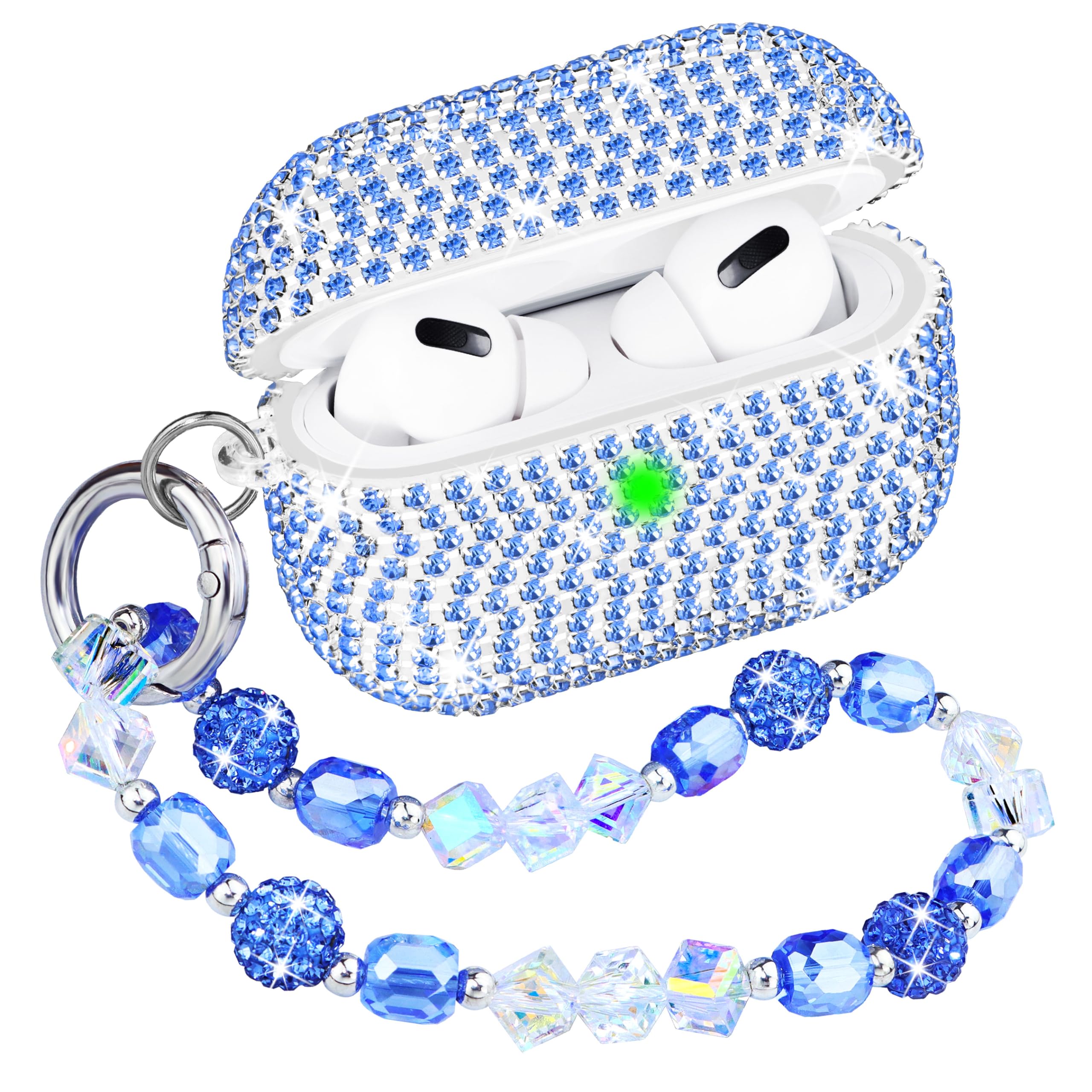 Topgraph for AirPods Pro 2 Case Cover with Lanyard Glitter Diamond Case for Airpod Pro 2nd Generation with Sparkle Bling Crystal Wrist Strap Keychain Blue