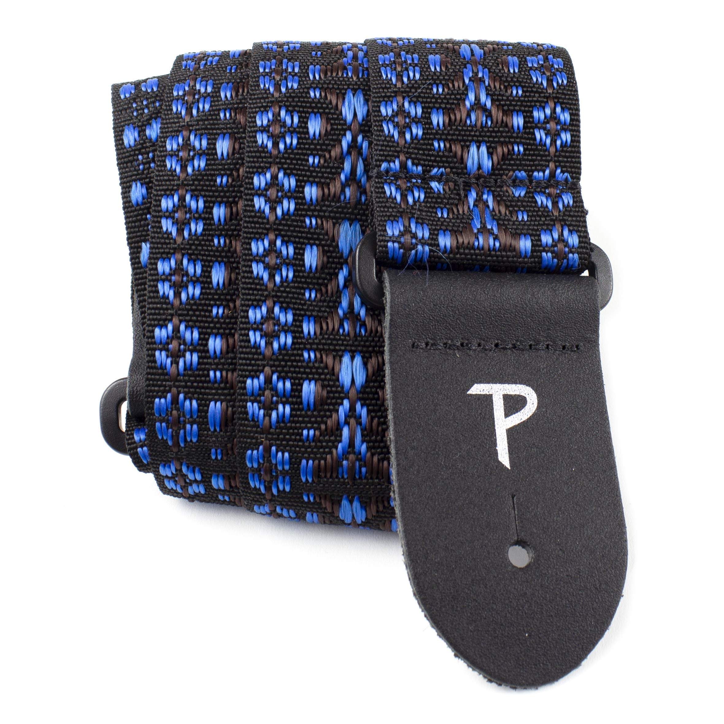 Perri's Leathers BHT-289 2-Inch Wide Poly Pro Hootenanny Design Guitar Strap with Leather Ends