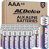 ACDelco 48-Count AAA Batteries, Maximum Power Super Alkaline Battery, 10-Year Shelf Life, Reclosable Packaging