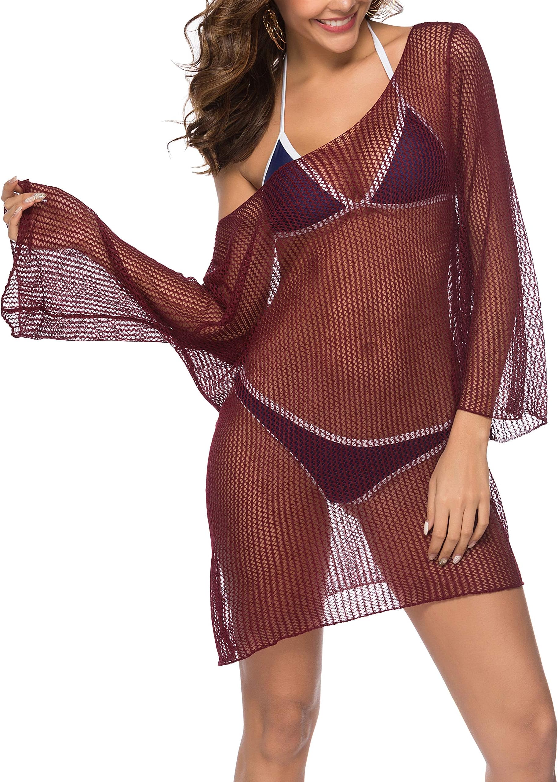 Womens Sheer Blouse Sexy Casual Mesh Shirt Hollow Party Loose Top