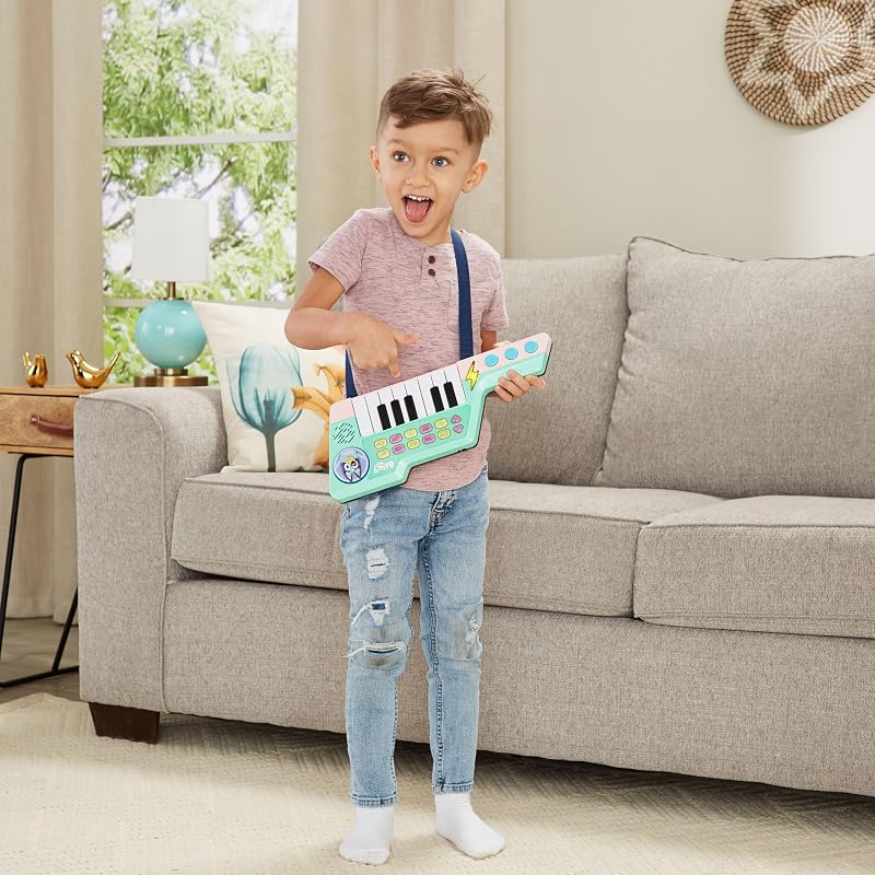 - Bluey's Teclado-Guitarra, Piano e Guitarra Interativa 2 em 1, escolha entre 10 instrumentos e sons, CRIE as Suas Próprias Melodias, Presente para crianças +3 anos, Versão ESP