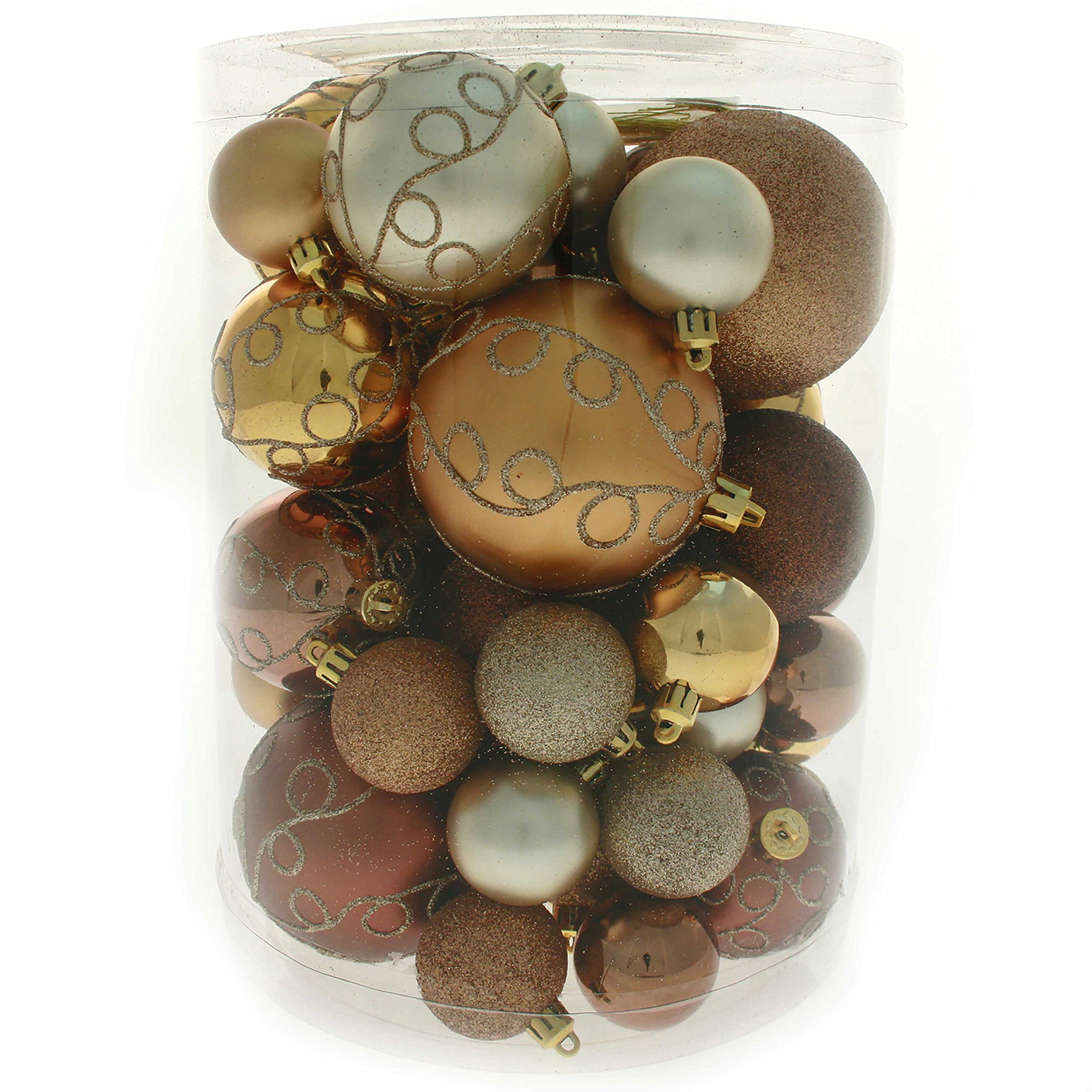 WeRChristmas Shatterproof Deluxe Christmas Tree Baubles, 50-Piece - Brown/Chocolate/Champagne — image 1
