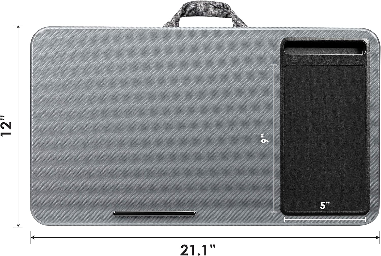 LapGear Home Office Lap Desk with Device Ledge, Mouse Pad, and Phone Holder - Silver Carbon - Fits Up to 15.6 Inch Laptops - Style No. 91585 : Office Products