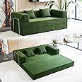 YINIX Foldable Sofa Bed, 81'' Folding Floor Couch, Compressed Convertable Sleeper Sofa, Memory Foam Couch with Pillow Back Support Armrest, 4-in-1 Futon Sofa Bed for Living Room, Green