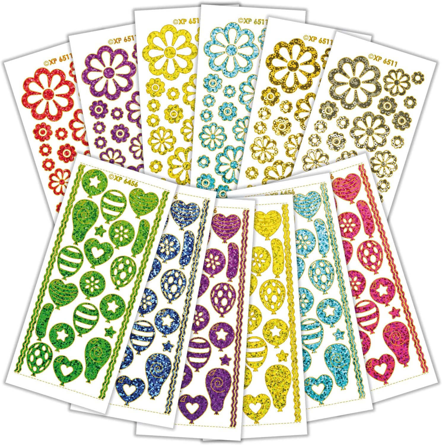 Peel Off Stickers in Holographic Party Style 2, Multicoloured