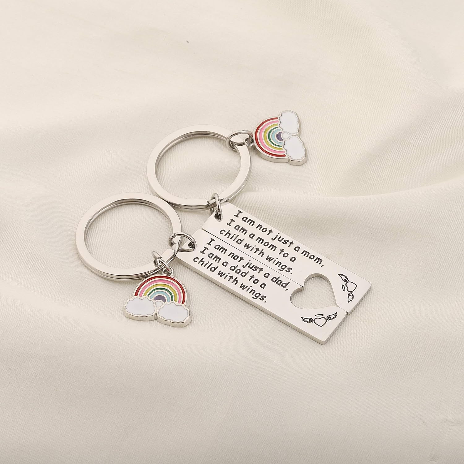 Ujims Rainbow Baby Gift For Mom Dad Rainbow Baby Memorial Keychain With Wings Set Of 2 Baby Miscarriage Jewelry For Infant Loss Baby Girls Jewelry Ekbotefurniture Com