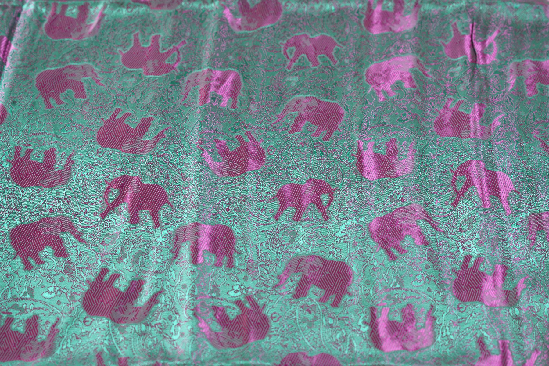 Thai Shawl Fashion Shawls Wrap Women\'s Scarf Elephant Beautiful Silk 100% Oblong Tangier Caslon Reversible Print Printed (Green)