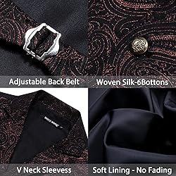 Barry.Wang Mens Black Red Paisley Victorian Suit