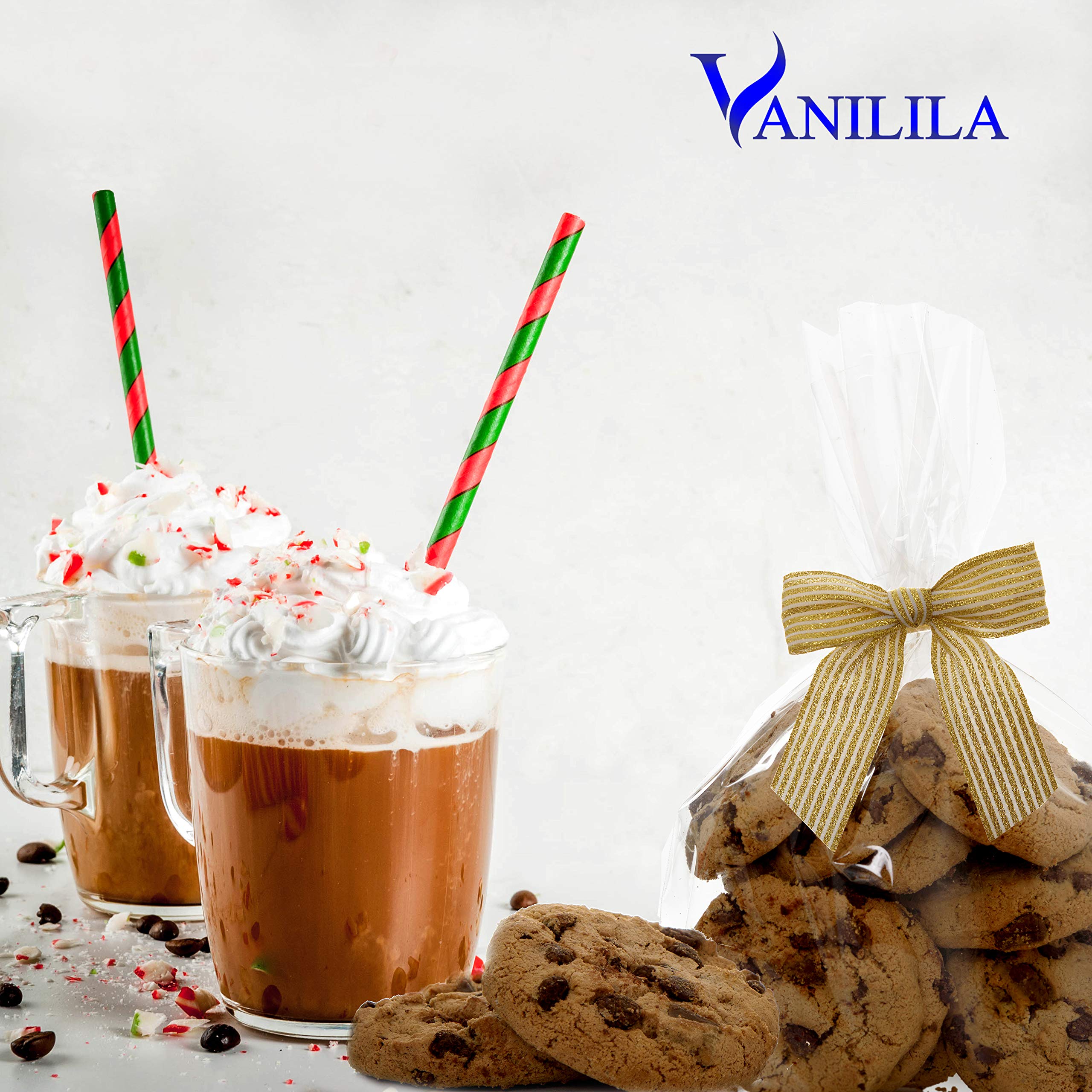 VANILILA Clear Cellophane Bags 100ct with Ties & 10 Bows - 40MM Thickness 6x9\