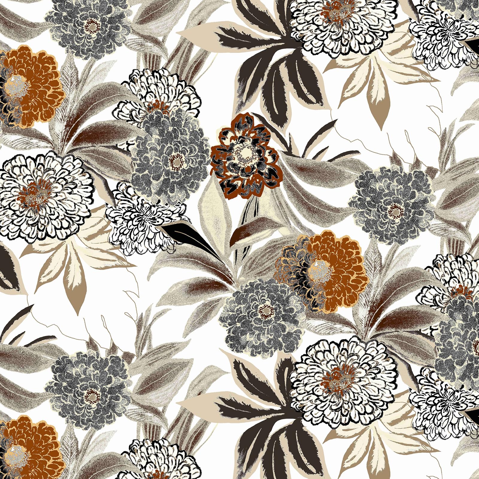 Photo 1 of Vintage Floral Peel and Stick Wallpaper Daisy White/Brown/Orange Contact Paper Removable Waterproof Decorative Vinyl Self Adhesive Wallpaper for Bathroom Bedroom 17.71 in X 118.1 in