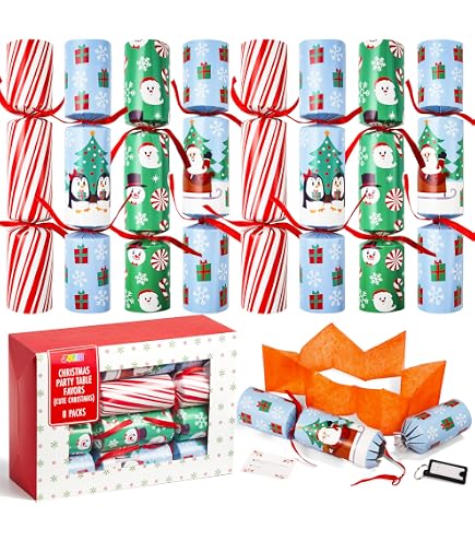 JOYIN Lot de 8 cadeaux de fête de Noël anti-claquement motif casse-noisettes avec fournitures de fête pour enfants et adultes, fêtes de Noël, dîners et vacances JOYIN Lot de 8 cadeaux de fête de Noël anti-claquement motif casse-noisettes avec fournitures de fête pour enfants et adultes, fêtes de Noël, dîners et vacances