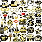 42Pcs New Years Eve Photo Booth Props 2026 New Year Photo Booth Props 2026 Nye for Happy New Year 2026 Party Decorations