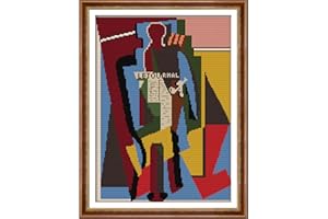 Svarog Stamped Cross Stitch Kits Beginners Full Range of Embroidery Patterns Starter Kits for Adult or Kids DIY Cross Stitches Needlepoint Kits 14CT-Picasso's Man with a Pipe 11.81x15.75 inch