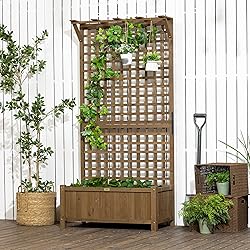 Outsunny Wood Planter with Trellis for Climbing