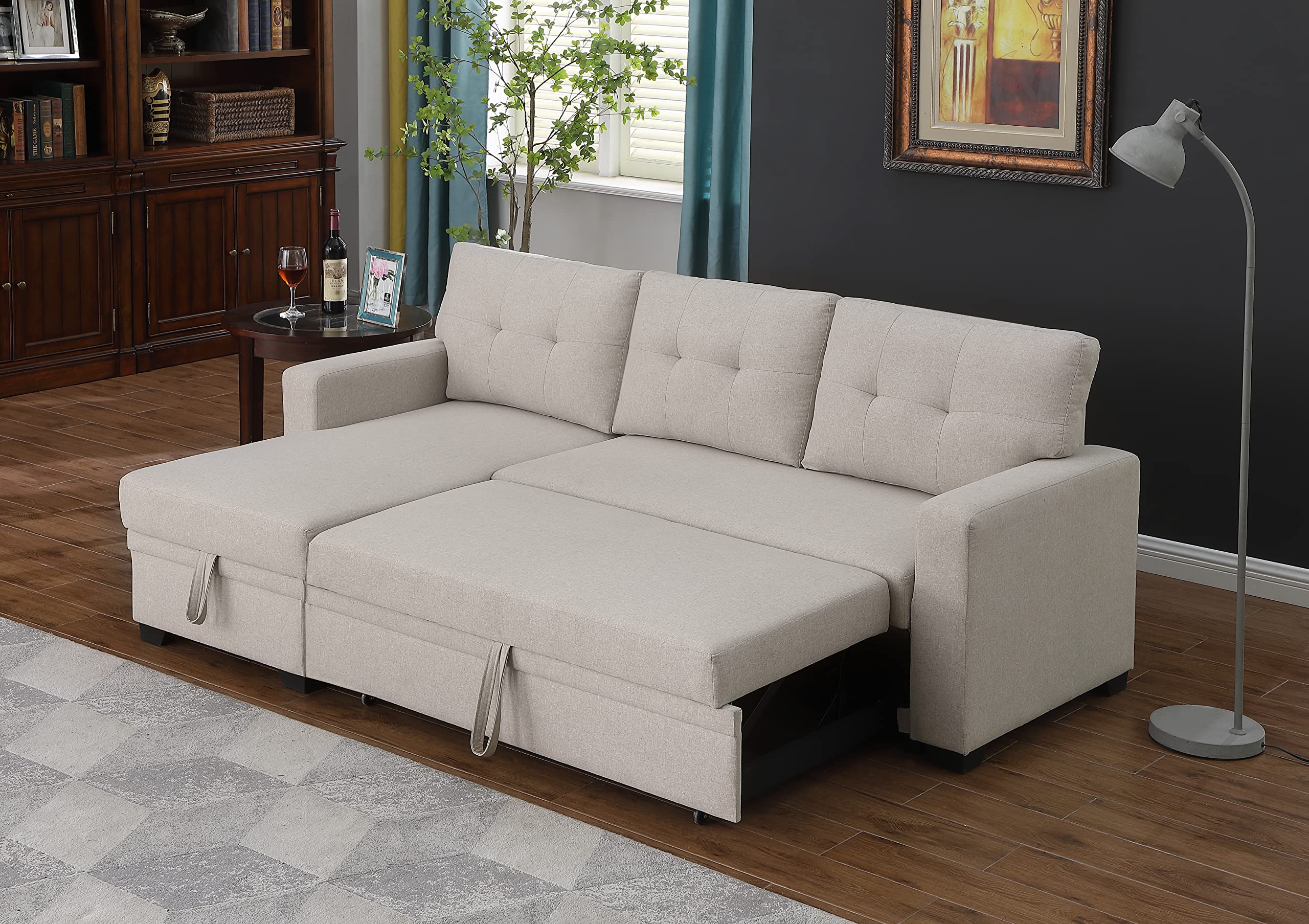 Devion Furniture Philly 4-in-1 Convertible L Shaped Couch with Pull Out ...