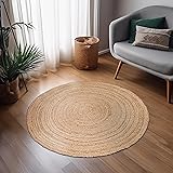 Hausattire Hand Woven Jute Braided Rug, 3’ Round