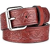 F&L CLASSIC Men's full Grain Vintage Distressed leather Belt,easy to change Roller buckle,1.5" Wide,USA,