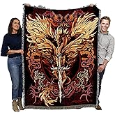 Pure Country Weavers Flame Blade Blanket by Ruth Thompson - Gift Fantasy Dragon Tapestry Throw Woven from Cotton - Made in The USA (72x54)