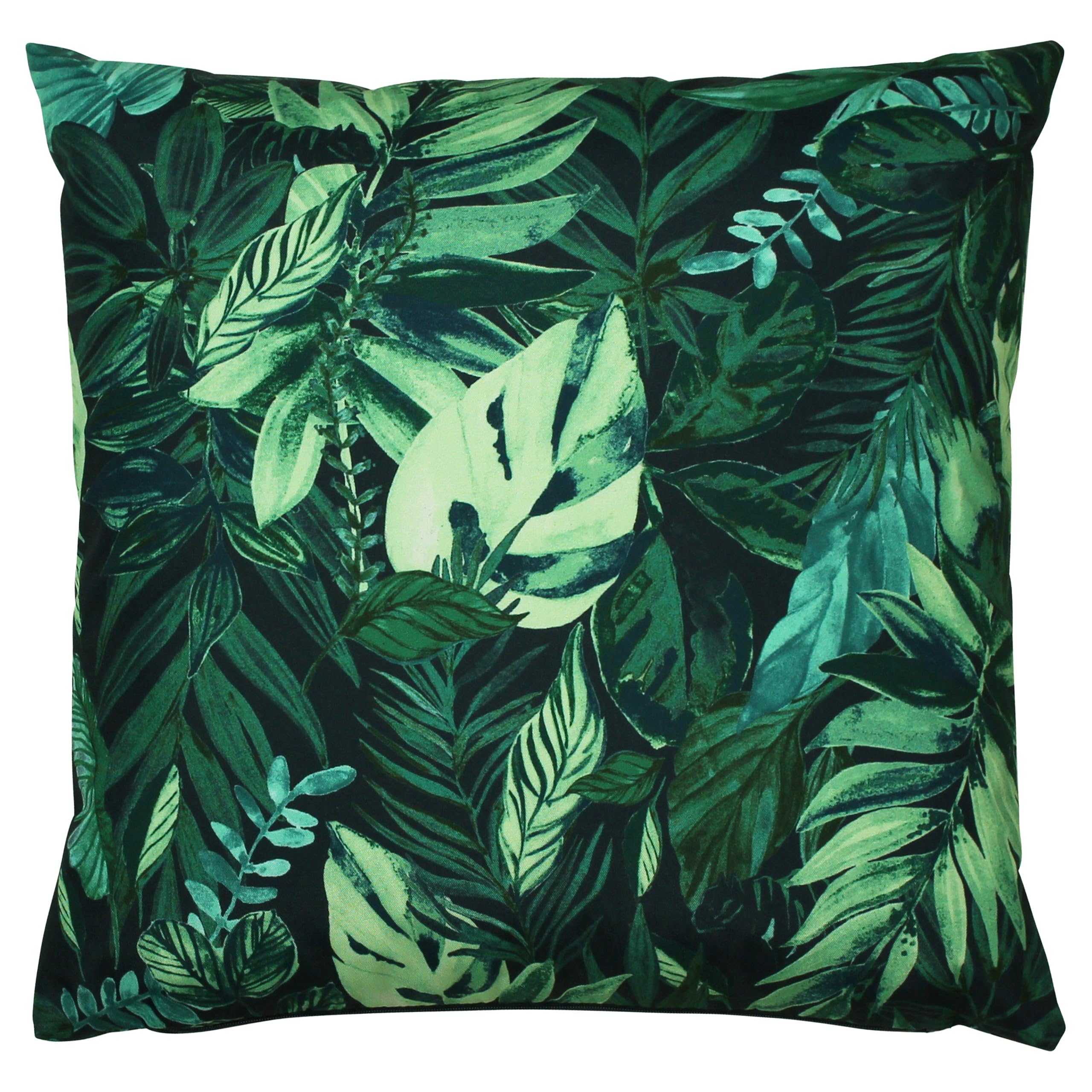 furn. Psychedelic Jungle Cushion Cover – Water Resistant Colourful Tropical Leaf Outdoor Decorative Case (Green - 43x43cm)