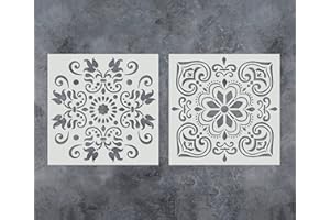 G GSS DESIGNS GSS Designs Pack of 2 Stencils Set (12x12 Inch) Painting for Wood Wall Furniture Floor Tiles Fabric Template - Reusable Art Painting Stencils(SL-010)