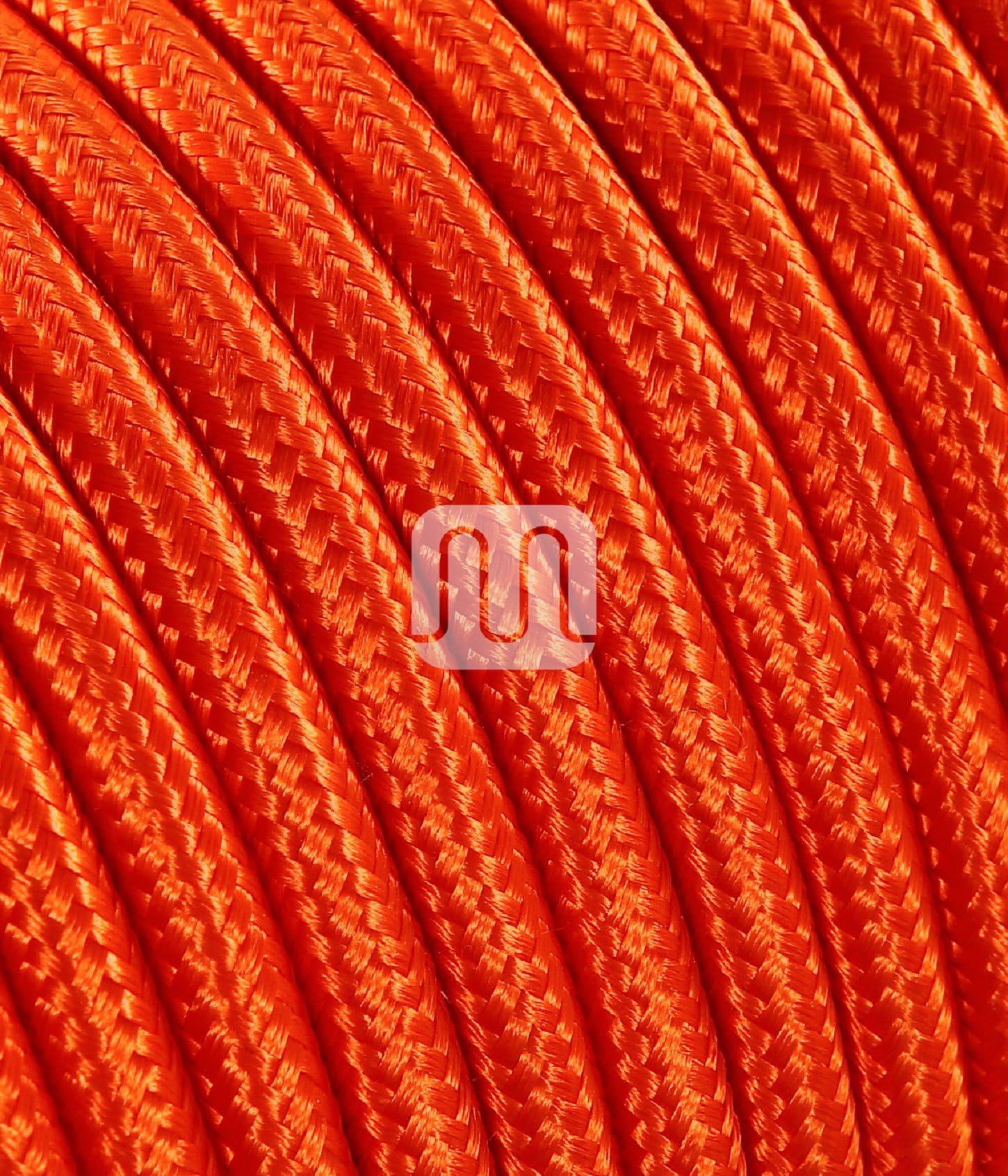 lineteckled® – 11.503 Orange T064 – Plain Fabric Coated Round Electric Cable 2 x 0.75 Diameter 6.2 mm 50 m skein Orange, Two Strand Electric Cable, Kettle Coloured Fabric, Electric Cable for Chandeliers, Lamps, Coated Electric Cable Made in Italy.