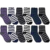 Man's Fuzzy Socks Striped Super Soft Warm Size 10-13 (12 Pair)