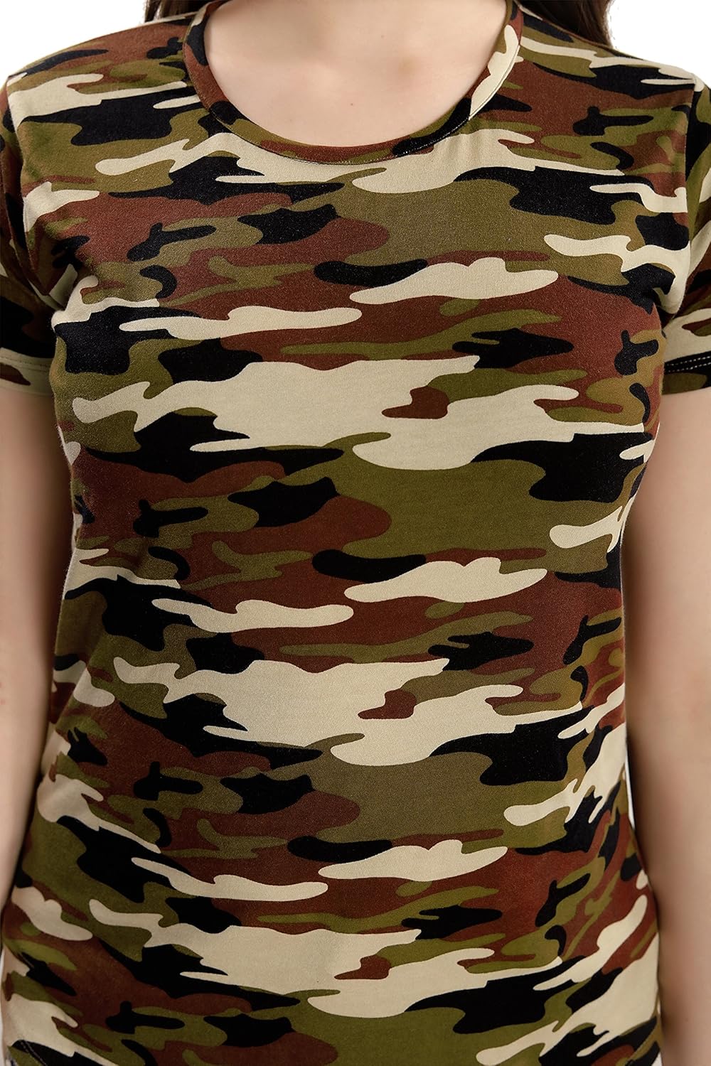 av2 women's cotton camouflage military printed top