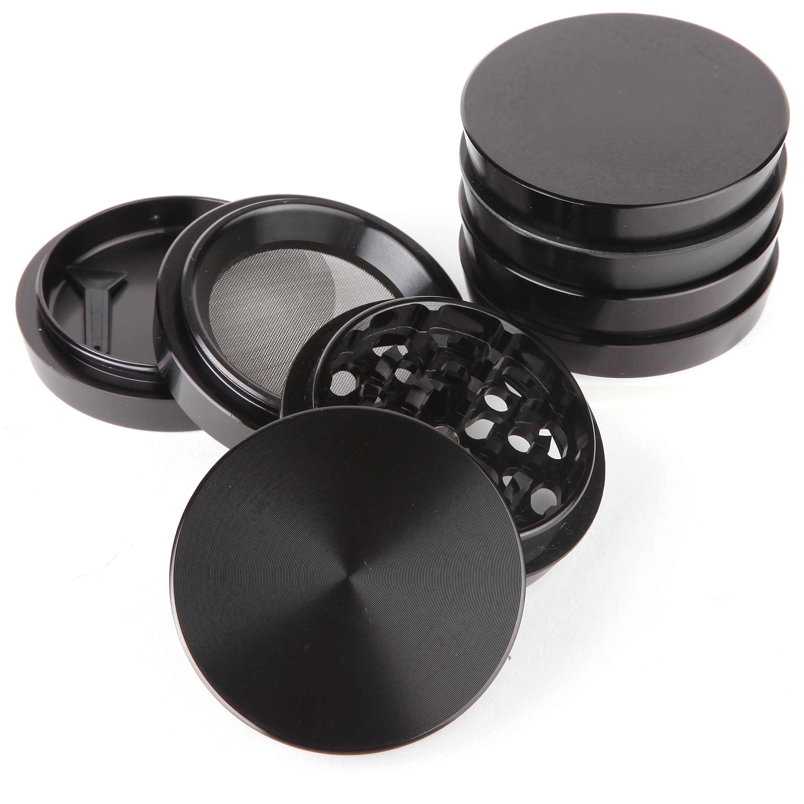 Zip Grinders Pagoda Tower Spice & Herb Grinder Four Piece with Pollen Catcher Premium