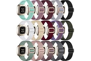 ADORVE 15 Pack Elastic Bands Compatible with Fitbit Sense Bands/Sense 2/Versa 3/Versa 4 Bands for Women Men, Comfortable Nylon Solo Loop Replacement Strap for Versa 4/Versa 3/Sense 2/Sense Wristbands