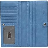 Alldaily Ultra Slim Thin Women Wallet RFID Blocking Credit Card Holder Bifold Long Ladies Billfold (Blue)