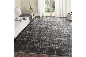 LUXLOOM Washable Area Rug 8' x 10', 0.3" Low Pile Polyester Carpet with Non-Slip TPR Backing, Modern Abstract Rug for Living 