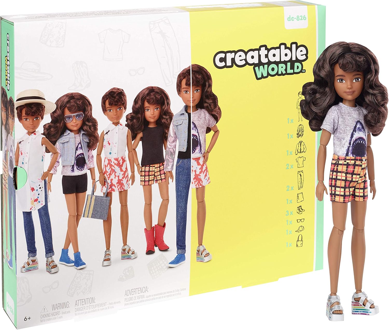 Mattel CREATABLE WORLD GGT68 Deluxe Character Kit Customisable Doll, Creative Play for All Kids 6 Years Old and Up, Brunette Wavy Hair