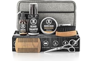 Striking Viking Grooming Kit - Premium Care Products for Men with Beard Shampoo, Oil, Balm Butter, Brush, Wooden Comb, Mustache Scissors & Toiletry Bag
