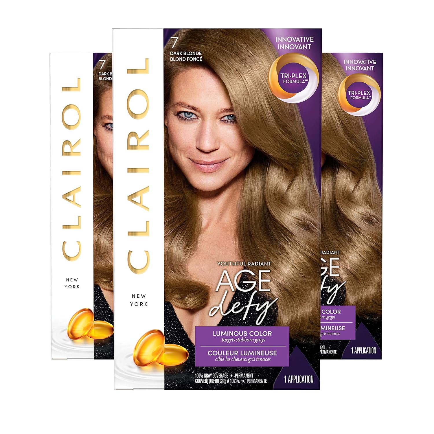 Clairol Age Defy Expert Collection 7 Dark Blonde Permanent Hair Color 3 Applications Packaging May Vary