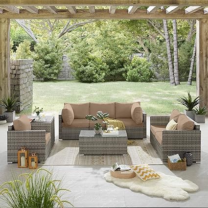 Tribesigns - Juego de 8 muebles de patio al aire libre con mesas de