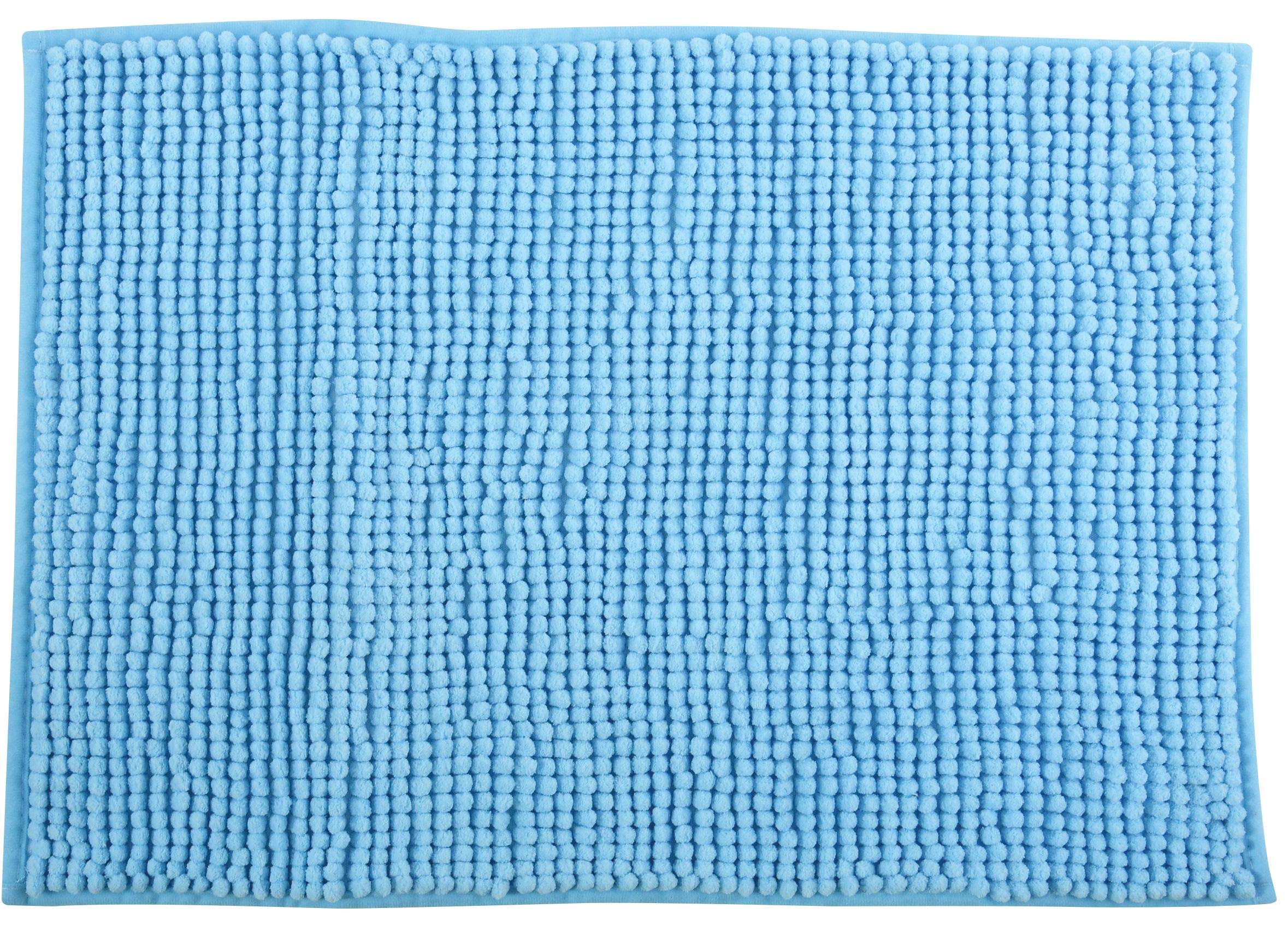 Chenille Bath Mat 60 x 90 cm Light Blue