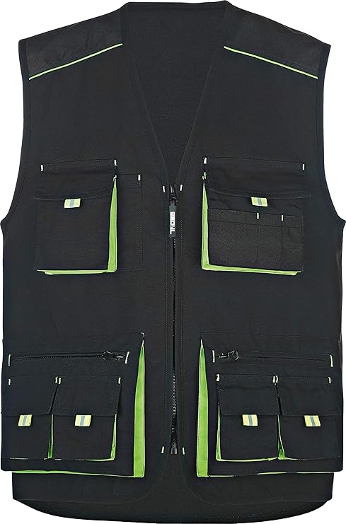 TRIUSO Arbeitsweste Multifunktionsweste Power schwarz-grün 270 g/m² Gr.S - 5XL