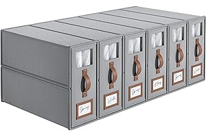 BigPonPon 6 Pack Bed Sheets Organizers And Storage (King Size),Foldable Sheet Organizer With Handle For Linen Closet,Bedding Organizer Storage For Sheets, Duvet Cover (Gray)