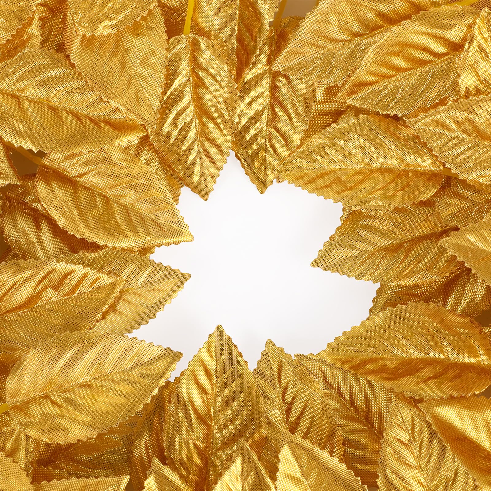 MWOOT 50Pcs Artificial Rose Leaves Gold, Fake Flower Leaves for Crafts, Faux Silk Leaves for DIY Cake Bouquet Wedding Party Festival Valentine's Day Centerpieces Decoration