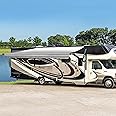Awnlux Black Motorized Modular Retractable RV Awning Full Set Assemblies for RV, 5th Wheel, Travel Trailers, Toy Haulers, and Motorhome - RV Trailer Awning for Home or Camper - 11x8 Ft - Grey Fade