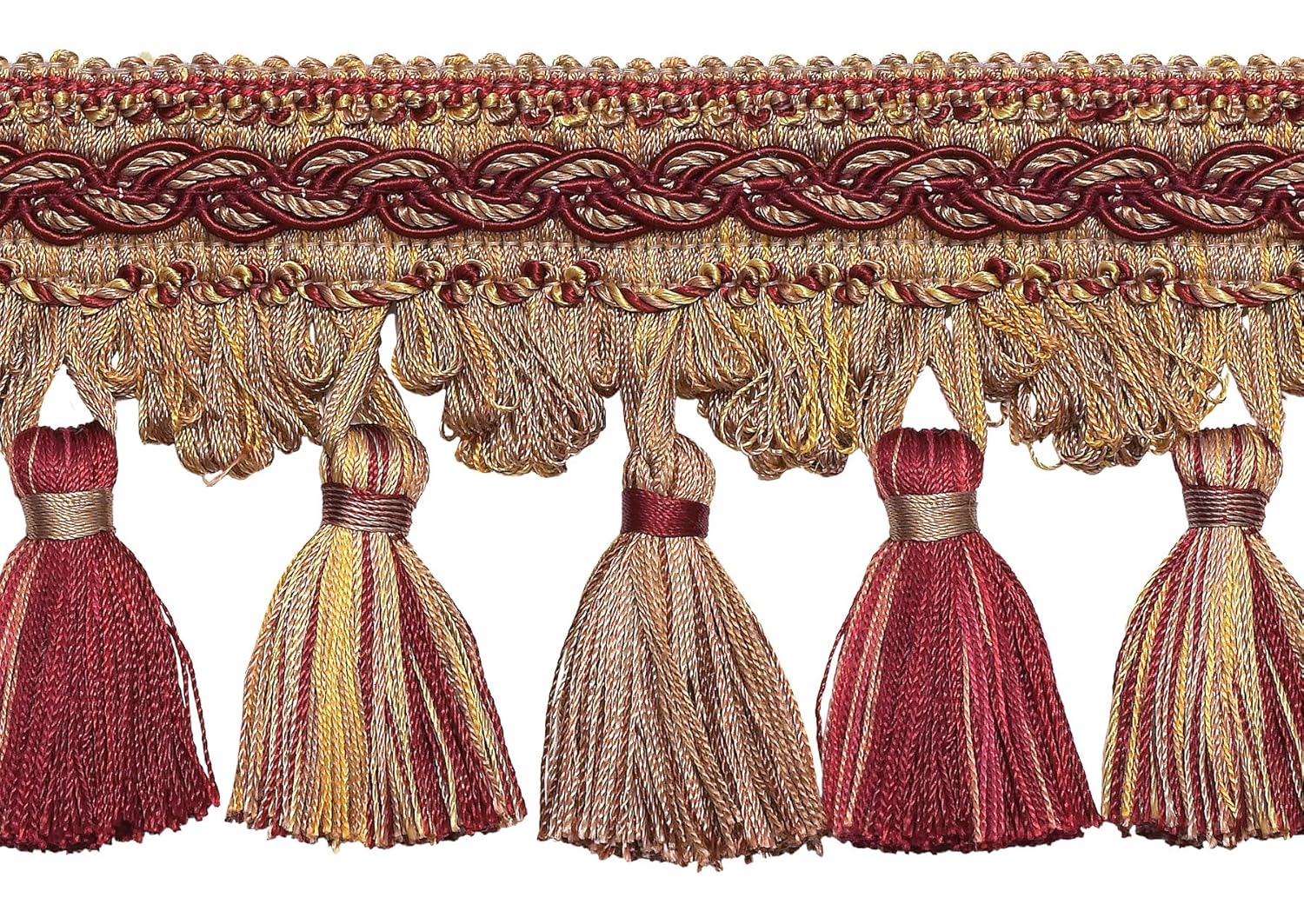 Amazon Com Burgundy Taupe 4 Baroque Tassel Fringe Style Tfb1