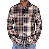 COOFANDY Mens Flannel Shirts Long Sleeve Button Down Shirt with Pocket Casual Shirts Work Shirts for Men