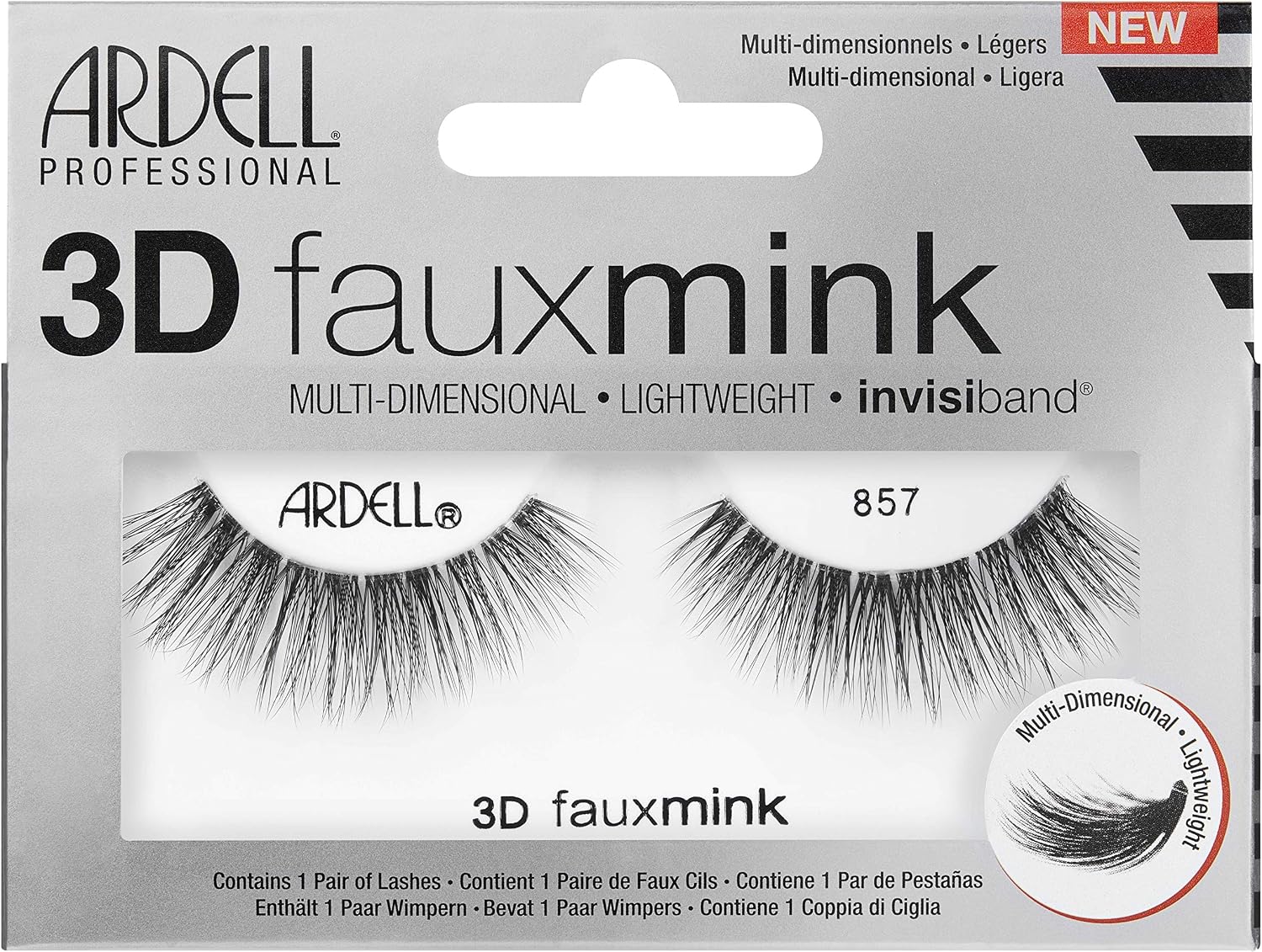 Ardell False Eyelashes 3D Faux Mink 857, 4 works, Black, 1 pair (Pack of 1)