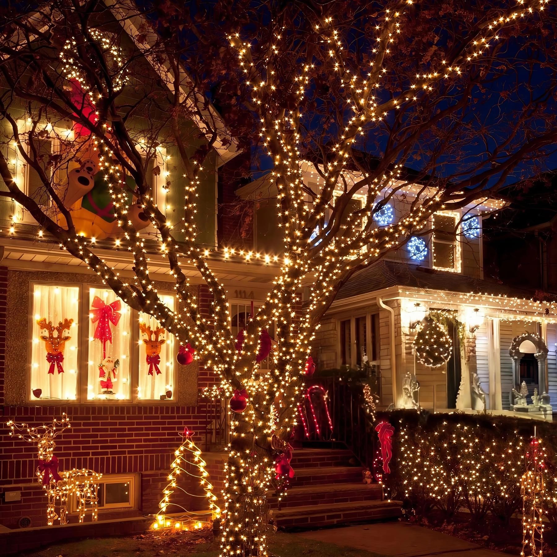 sylvwin Lichterkette Weihnachtsbaum - 30M 300 LED Lichterkette Weihnachten Außen Strom mit Timer Speicherfunktion,8 Modi Weihnachtslichter für Zuhause,Garten Weihnachten Deko